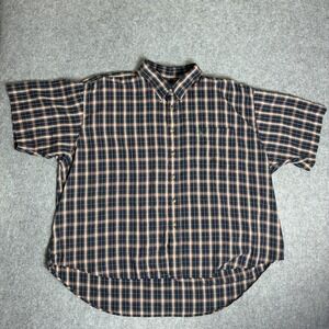 Vintage 90s Knights Of Round Table Mens 3x Short Sleeve Plaid Button Down Shirt